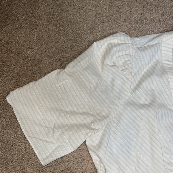 LK Bennett Hendrick Beige and Silver Stripe Cotton Dress 12 - Picture 7 of 14